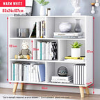 IOTXY Wooden Open Shelf Bookcase - 3-Tier Floorstanding Display Cabinet Rack with Legs, 7 Cubes Free Standing Bookshelf, Warm White - color: Warm White, size: 80CM
