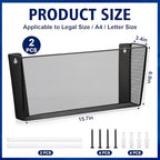 2 Pack Legal Size Wall Amount Pocket File Holder Metal Mesh Hanging Wall File Organizer Black Single File Pocket Wall Mounted Mail Organizer Magazine Rack for Office Home School 15.7" L x6.9" Wx3.4" H