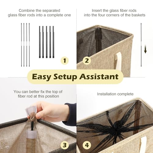 Odonata Slim Laundry Hamper Handles Collapsible Laundry Basket Thin Dirty Clothes Basket Narrow Laundry Bag Foldable Dirty Hamper 45L (Light Khaki) - color: Light Khaki
