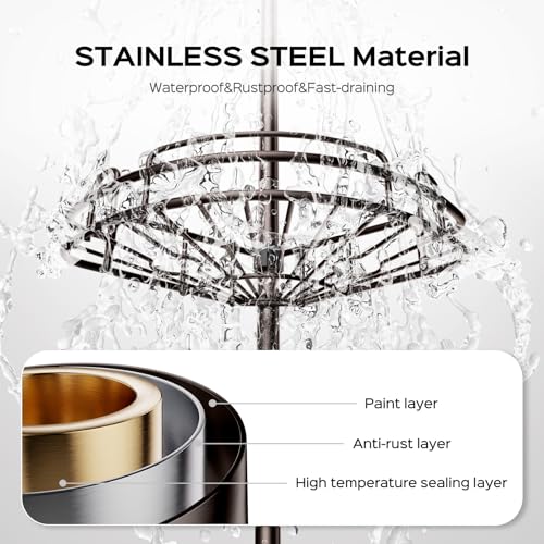 HAMITOR Shower Caddy Tension Pole: 4-Tier Rustproof Bathroom Corner Shelf Organizer for Renters - No Drill Large Shampoo Storage Rack Adjustable 47-121 Inch - Space Saving Bathtub Accessory - Bronze - color: Bronze
