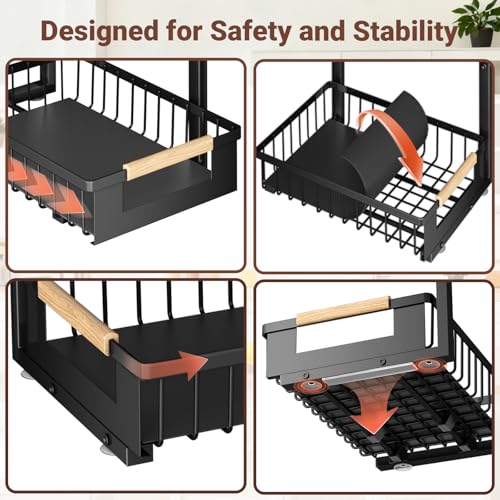 Under Sink Organizer, L-Shape 2 Tier Pull Out Cabinet Organizer with Adjustable Height, Metal Sliding Storage Rack for Kitchen Bathroom Pantry, Black, 2 Pack - color: Black-2 Pack