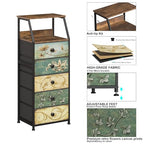 Tohomeor Nightstand with Fabric Drawers Dresser with 2 Tier Shelf Storage Tower for Bedroom Hallway Entryway Closet Organizer Sofa Beside Table Furniture (Multi, 5 Drawers) - size: 15.7"D x 11.8"W x 39"H (5 Drawers)