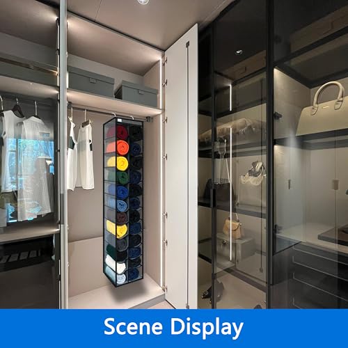 Closet Organization,24 Section, Hanging Closet Organizer, Space Saving, College Dorm Essentials for Girls, Heavy dutys Hooks Up to 45 Pounds, Clothes Storage,Closet Organizer,Grey/Black - color: NEW Heavy duty rack-Grey/Black--24 pockets
