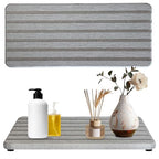 2PCS Fast-Dry Diatomite Sink Tray Set, Ultra Absorbent Soap Holder & Coaster with Non-Slip Feet & Grooved Design, Bathroom Kitchen Countertop Organizer, 8.3x4 Inches (Grey)