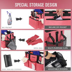 SCAVATA Wearable Cleaning Caddy Bag, Cleaning Caddy Supplies Organizer with Handle & Shoulder Straps for Housekeepers, Under Sink & Car Cleaning Tool Organizers with 4 Foldable Divider (RoseRed) - color: RoseRed
