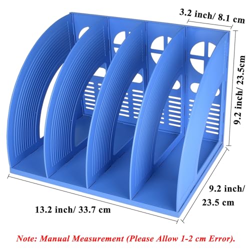 SAYEEC Sturdy Magazine Holder Plastic 4 Compartment Desk File Organizer Vertical Documet A4 File Divider Paper Storage Magazine Rack for Office Home School Organizer Box(Bule) - color: Blue-4 Sections