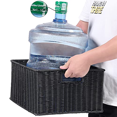 HOONEX Large Wicker Baskets for Storage, Plastic Baskets for Organizing with Dual Handles, Woven Baskets for Storage, Set of 2, (Black, 15 x 12.8 x 7.5 inches) - color: Black, size: 15 x 12.8 x 7.5 inches
