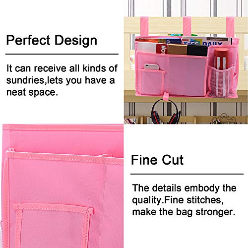 Sugaroom Bedside Storage Caddy, Bunk Bed Organizer Bed Storage Pocket Bedside Organizer Hanging Bed Storage Caddy for College Dorm Room, Hospital Bed Rails, Baby Bed, Camp (Pink) - color: Pink, size: Large