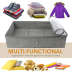 LotFancy Foldable Under Bed Storage Bags, Closet Organizers and Storage Bins, Clothes Blankets Organizer, with Clear Window and Reinforced Handles, 24” x 16” x 6", Pack of 2, Gray