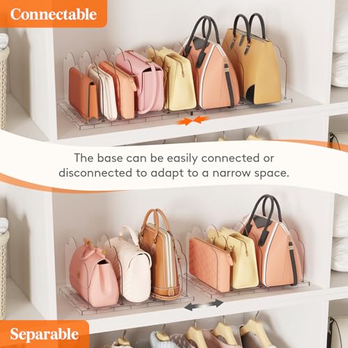Lifewit Purse Organizer for Closet, Clear Handbags Storage Organizer, Adjustable Clutch Purse Storage Organizer Holder for Closet, 2 Pack Bookshelf Dividers for Sweater in Bedroom 35 x 24 cm/14 × 9.5" - size: 7.3"H