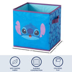Disney Stitch Storage Bins,10" Collapsible Fabric Cubes, Pack of 2,Kids Organizer, Nursery & Bedroom Decorative Storage Boxes with Handles