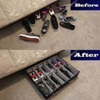 Under Bed Shoe Storage, A Sturdy Closet and Under Bed Storage, Multi-Functional Storage Organizer Solution,with Clear Silk PVC Cover and Adjustable Dividers.