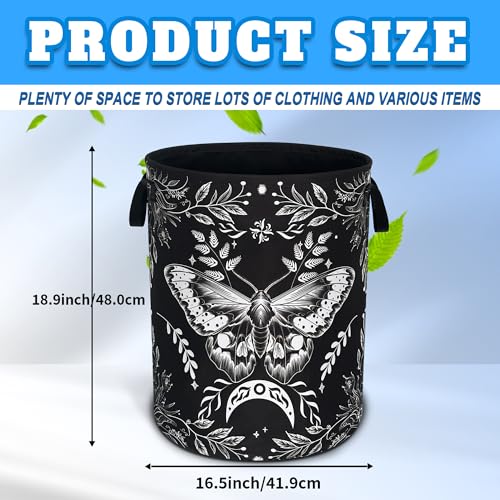 Moth Laundry Basket Oxford Cloth Funny Butterfly Laundry Hamper With Handle Foldable Portable Clothes Storage Basket 18.9 X 16.5 In Storage Bag For Laundry Room/Bathroom/Bedroom/Dormitories - color: Butterflies