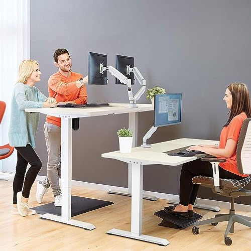 Homall Height Adjustable Electric Standing Desk, 55 x 28 Inches Stand Up Desk, Sit Stand Home Office Desk Computer Workstation with T-Shaped Metal Bracket (White) - color: White, size: 56 Inch