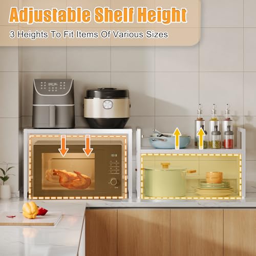 110 LBS Expandable Heavy Duty Storage Shelves,Metal Shelving Unit For Kitchen Garage Warehouse Cabinet Pantry , Adjustable Storage Rack Shelf Organizer For Pots Pans Microwave Small Appliance White - color: White, size: 1 Tier：11.8"D x 28.9"W x 16.3"H