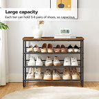 HOOBRO Shoe Rack, 4 Tier Shoe Organizer for Front Door Entrance, Shoe Shelf with Adjustable Tilt Angle, Holds 12-16 Pairs, for Entryway, Garage, Closet, Rustic Brown and Black BF09XJ01 - size: 29.5"L x 11.4"W x 23.2"H