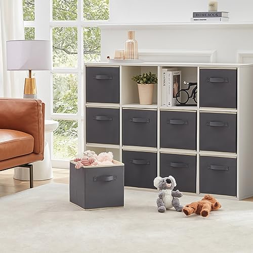 Lifewit Storage Cubes, Foldable Decorative Fabric Storage Baskets for Organizing Home Organizers with Handles for Shelves, Closet, 13 Inch Bins, 36L Gray, 10 Packs - color: Gray, size: 10pcs-13INCH