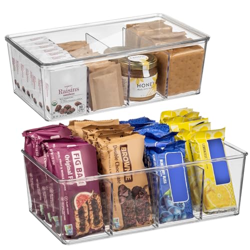 ClearSpace Pantry Organization and Storage Bins with Removable Dividers & Lids – Perfect Pantry Organizers or Kitchen Organization – Refrigerator Organizer Bins, Cabinet Organizers, 2 Pack - size: 10" x 6" x 3" - 2 Pack