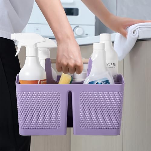 rejomiik Portable Shower Caddy Basket Plastic Cleaning Caddy Organizer Storage Tote with Handle for Bathroom, College, Dorm Room Essentials, Purple - color: Purple