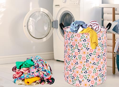 MAIZMZ Girls Storage Basket,Room Decor Laundry Hamper,Waterproof Clothes Organizer for Women Toy Box Large Canvas Collapsible Chest for Home/Dorm/Kitchen/Pet/Office/Closet/Shelf/Gifts - color: flower