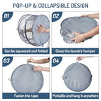 Seiritex Mesh Popup Laundry Hamper 115L Collapsible Laundry Basket Extra Large Capacity Foldable Clothing Storage Basket with Handles 26 H x 18 W x 18 L (Gray) - color: Gray-1