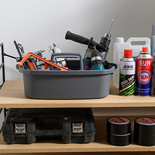Haundry Large Cleaning Caddy with Handle, Tool Storage Basket Organizer, Sturdy Pail Bucket Organizer, Household Bucket for Cleaning Supplies - Gray - color: Grey