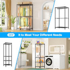 Ulif E10 Clothes Rack（With Stretchable Hanger Rod）Freestanding Clothing Racks for Hanging Clothes，Adjustable Closet Organizer System，Portable Garment Rack 73-97"W x 15" D x 72" H，Max Load 800LBS，Black - color: Black