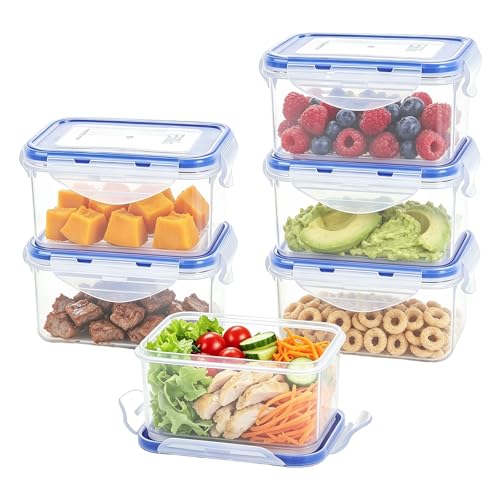 KIGI Small Food Storage Containers, Rectangle, 4-Sided Locking Airtight Lids, BPA-Free Plastic, Leak-Proof, Ideal for Lunch, Meal Prep, Snack & Portion Control, 17 oz / 2.1 Cup, 12 Piece Set - size: 2.1 cup (12-Piece)