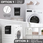Calindiana Modern Farmhouse Metal Magnetic Lint Bin with Lid and Laundry Room Organization and Storage Wall Mount Space Saving Washer and Dryer Trash Can (Black (LINT Brush Set)) - color: BLACK (LINT BRUSH SET)