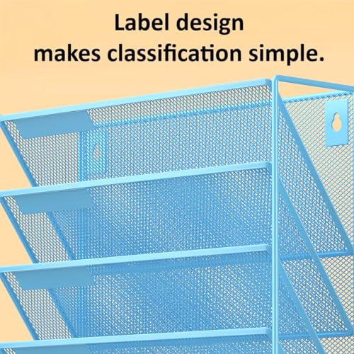Kuntine.B 6-Tier Wall File Organizer Hanging File Organizer Cubicle Organizer Wall File Holder for Office Home (Blue, 6 Tier) - color: Blue, size: 6 Tier & No Hangers