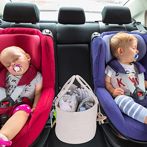 Baby Diaper Caddy Organizer for Girl Boy Cotton Rope Nursery Storage Bin Basket Portable Holder Tote Bag for Changing Table Car Travel Baby Shower Gifts Newborn Essentials Registry Must Haves White - color: White, size: Regular