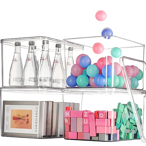 Clear plastic storage bins with LIDS,storage containers for snacks, cosmetics, books, dog food, Storage Organizer for Nursery，Kitchen, Living room,Bedroom, Bathroom, Office (clear, 4XL) - color: clear, size: 4XL