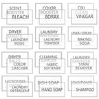 32PCS Laundry Room Labels Waterproof, Clear Laundry Labels for Jars, Transparent Stickers for Organizing Bottles, Detergent Dispensers & Storage Containers (2.8"X1.7")