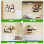 VITVITI Toilet Paper Holder with Shelf, Wall Mounted Toilet Paper Storage Basket, Wood Metal Toilet Roll and Wipes Holder for Bathroom Farmhouse (Gray) - color: Gray