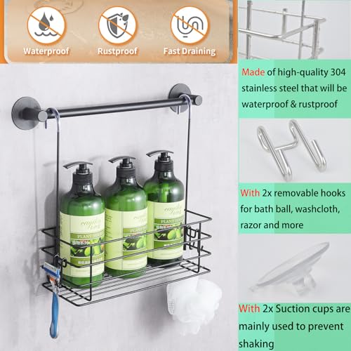 Shower Caddy Hanging Shower Orangizer Stainless Steel Shower Rack with Hooks Over The Door, Shampoo Basket Storage (Black) - color: Black, size: 1-Tier
