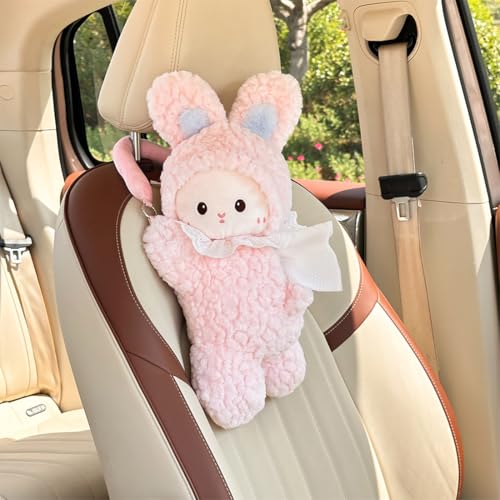 Elephant Tissue Box Cover Plush Tissue Box Holder for Car, Home, Decorative Holder/Organizer for Bathroom Vanity Countertop, Nightstands, Office Desk-Bunny - color: Bunny