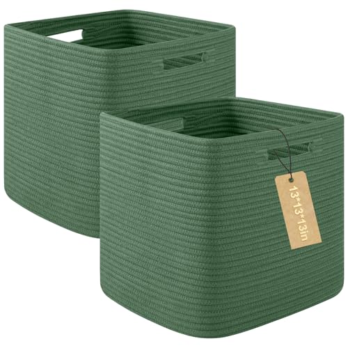 OIAHOMY Storage Cubes, 13 Inch Cube Storage Organizer, Collapsible Storage Bins, Baskets for Organizing, Storage Bins for Shelves-Green, 2-PACK - color: Green, size: 2Pcs-13*13*13inch
