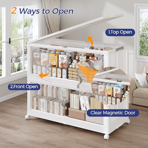 120Gal/480QT 4-Tiers Extra Large Stackable Storage Bins with Lid, Collapsible Cabinet Closet Organizer Plastic Container Box with Wheels Doors Drawers for Office Dorm Kitchen, White - color: White, size: 30Gal-4Pack