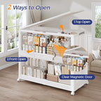 240QT Extra Large Stackable Storage Bins with Lid & Wheels & Doors, 60Gal Foldable Collapsible Closet Organizers, Plastic Cabinet Box Container Drawer for Home Kitchen Bedroom, 4Pack White - size: 60QT, style: 4Pack