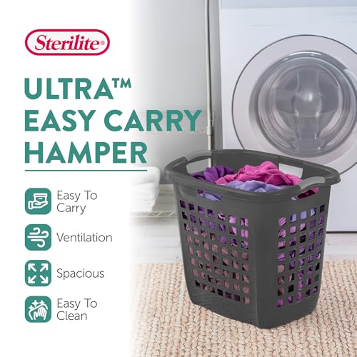Sterilite 4-Pack 2.1 Bushel Ultra Easy Carry Hamper, Laundry Basket Organizer, Flat Gray - Large Plastic Clothes Bin for Home, Dorm, Bathroom, and Bedroom Organization - color: Flat Gray