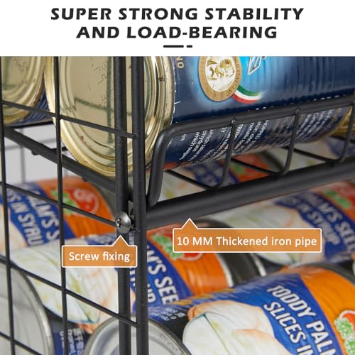 JKsmart Adjustable Can Rack Organizer, Stackable Can Storage for Kitchen Pantry Cabinet, 2-Tier Can Holders for Food, Multifunctional Can Dispenser for Snacks Soda-3 Pack - color: Black-3 pack, size: 2 Tier