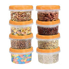 Jucaifu 8 Pack 8 Ounce reuseable small plastic freezer storage container jars with screw lid for food snacks lunch Yellow - color: Yellow(8PCS)