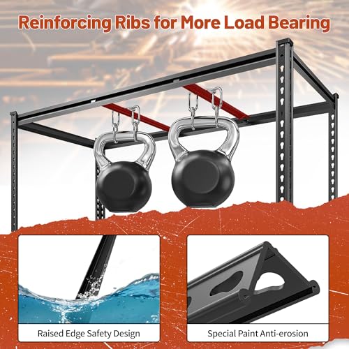 REIBII 48" W Garage Shelving Heavy Duty 2550 LBS Storage Shelves 4 Tier Heavy Duty Shelving, Adjustable Metal Shelves, Industrial Shelf for Garage, Warehouse, Pantry, 48" W x 60" H x 24" D - size: 48" W x 60" H x 24" D