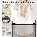 WOWLIVE Laundry Hamper 3 Section, 120L Rolling Laundry Basket with wheels and Removable Liner Bag, Laundry Sorter with Metal Handle, Large Clothes Hamper for Laundry Room, Bathroom and Dorm, Beige - size: 3-Section