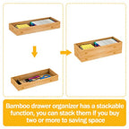 Utensil Organizer Silverware Drawer Organizer-Stackable Bamboo Flatware Caddy Cutlery Holder, Wooden Storage Boxes Tray for Bedroom,Office, Bathroom, Vanity & Garage Tool Organization(15"6"2.5") - size: 15x6x2.5inch
