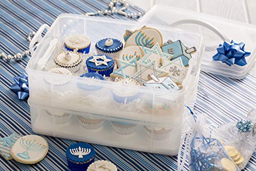 Snapware (2-Layer, 24 Cupcakes Plastic Detachable Cupcake Carrier Storage Container With Lid and Handle, Freezer Dishwasher Microwave Safe (Pack of 3) - size: 14.25" L x 10.5" W (Pack of 3)