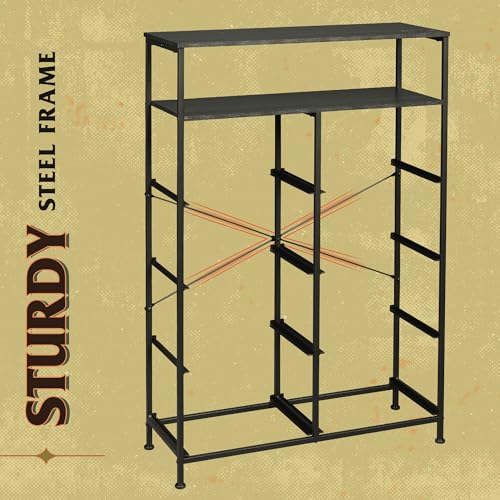 WLIVE Fabric Dresser for Bedroom with Open Shelves, Tall Dresser with 8 Drawers, Storage Tower with Fabric Bins, Chest of Drawers for Closet, Living Room, Hallway, Charcoal Black Wood Grain Print - color: Charcoal Black Wood Grain Print, style: Raised She