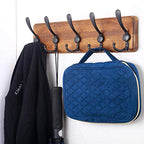SKOLOO Rustic Wall Mounted Coat Rack: 16" Stud Spacing, Pine Real Wood Plank Wall Coat Rack with 5 Triple Hooks, Farmhouse Coat Hanger Wall Mount for Hanging Backpack Jacket Coat Hat - color: Brown Plate & Black Hook, size: 1 Item-5 Hooks