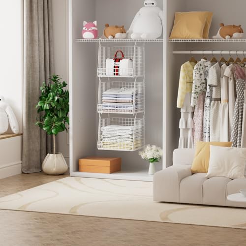 PUPPYCUTE 3 Pack Laundry Room Organization and Storage, Hanging Wire Basket for Laundry Closet Wire Shelves, Laundry Closet Organizers and Storage Basket, Heightened Version - size: For wire shelving-3 pcs extended