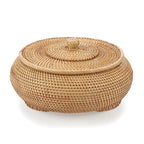 Hipiwe Round Rattan Boxes with Lid, X-Large Woven Bread Basket Natural Rattan Basket Wicker Storage Box Decorative Basket for Coffee Table Farmhouse Picnic Fruit Storage Basket - size: X-Large,10.3"D x 4.3"H